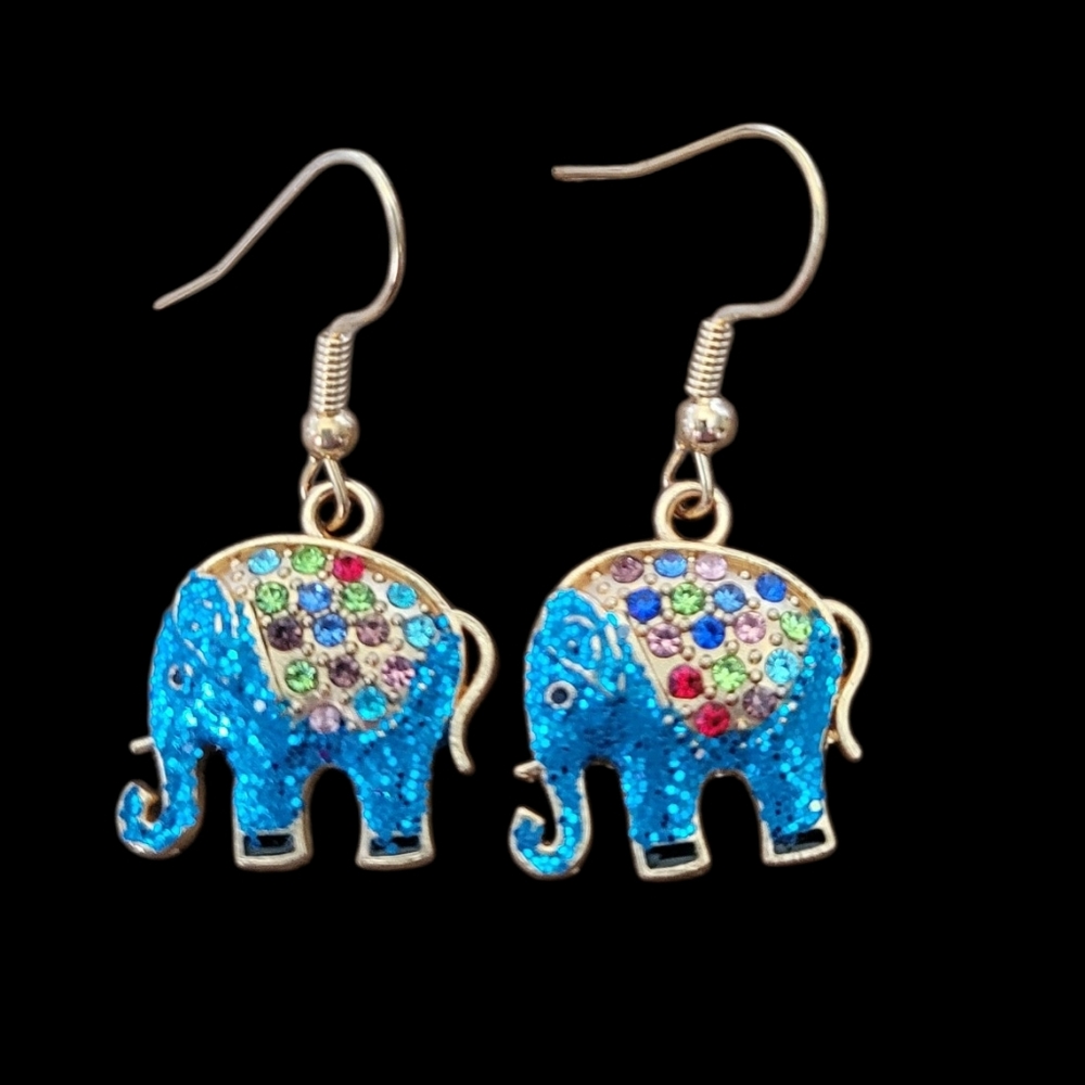 Blue Elephant Earrings